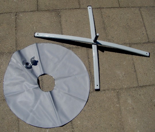 kaak kruisvoet waterzak beachvlag